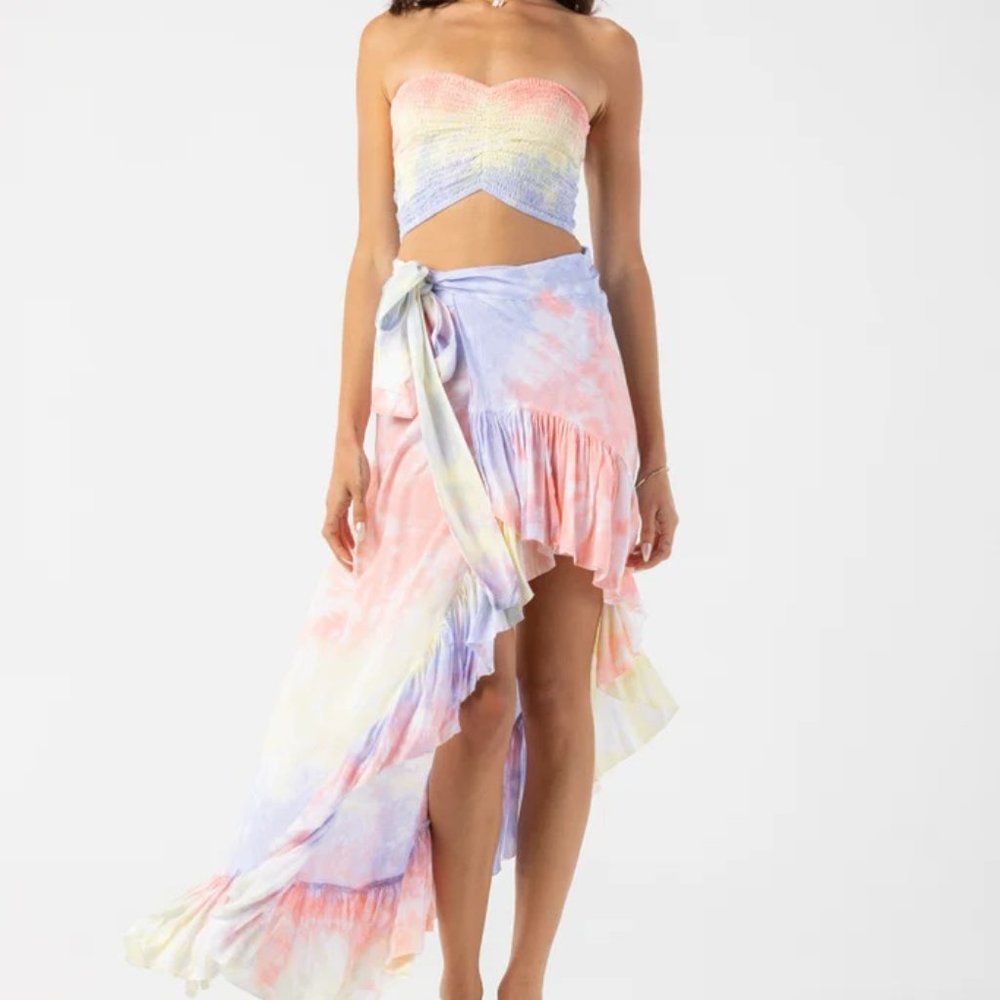 Tiare Hawaii Hollie Crop Top Sleeveless and Tulip Wrap Skirt - Sorbet